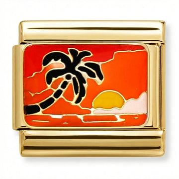 Tropical Sunset with Palm Charm