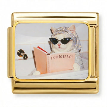 Clever Cat Reading Wealthy Charm