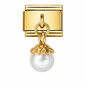 Elegant Pearl and Leaf Charm