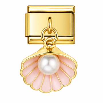 Pink Shell with Pearl Charm