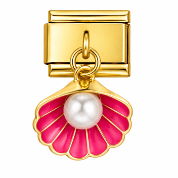 Fuchsia Shell with Pearl Charm
