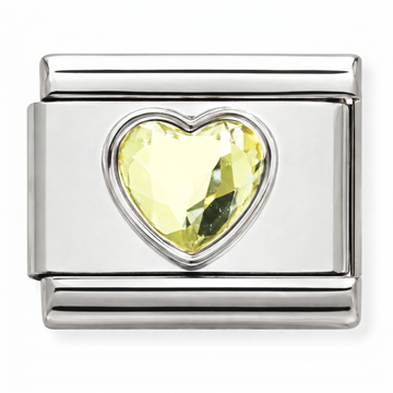 Heart Shaped Charm with Radiance Charm Silver