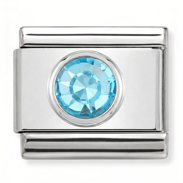 Sparkling Blue Gem Charm Silver