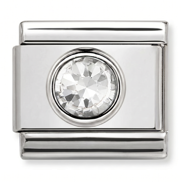 Elegant Round Crystal Charm Silver