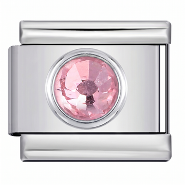 Pink Sparkle Center Charm Silver