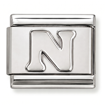 N Letter Charm Silver