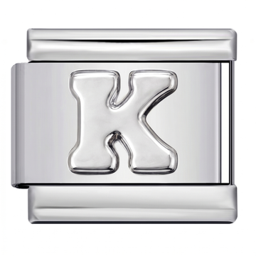 K Letter Charm Silver