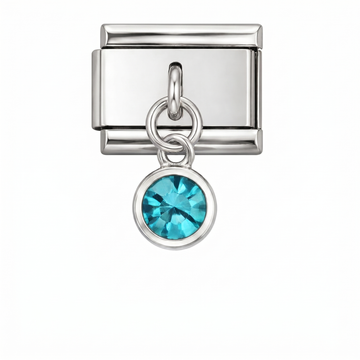 Turquoise Sparkle Drop Charm Silver