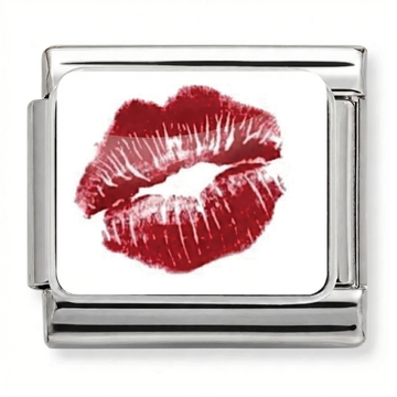 Lip Print Charm with Kiss Charm Silver
