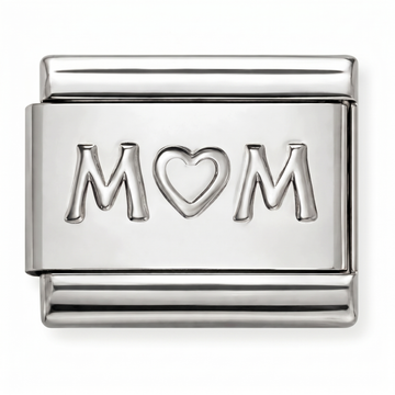 Mom Heart Charm Attachment Silver