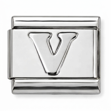 V Letter Charm Silver
