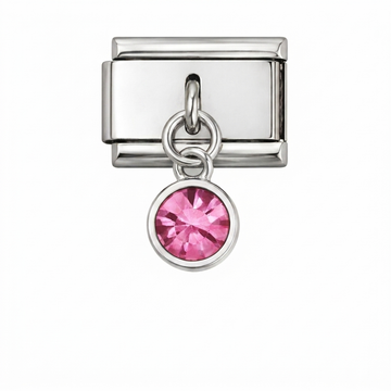 Elegant Pink Gemstone Clip Charm Silver