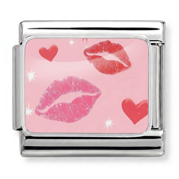 Kiss Marks and Hearts Charm Silver