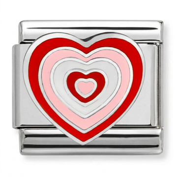 Colorful Nested Heart Charm Silver