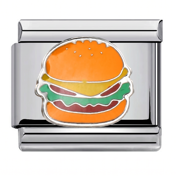 Burger Fast Food Charm Silver