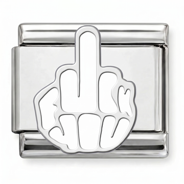 Middle Finger Sign Charm Silver