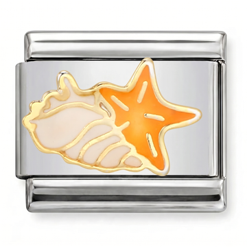Orange Sea Shells Charm Silver