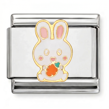White Cute Bunny Charm Silver