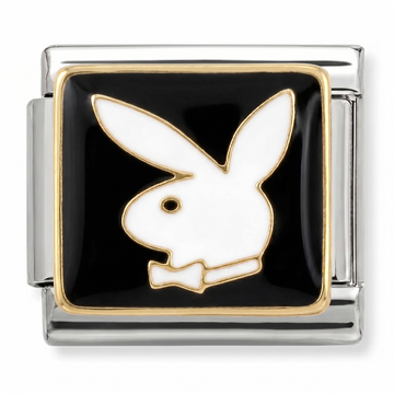 Black and White Bunny Charm Silver