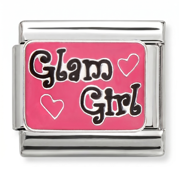 Pink Glam Girl Charm Silver