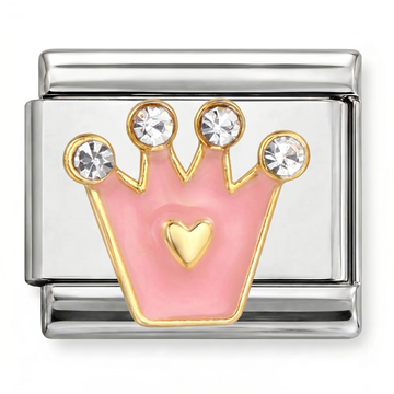 Pink Crown Charm Silver