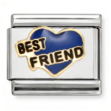 Blue Best Friend Heart Charm Silver