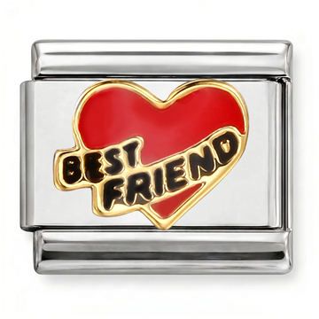 Best Friend Red Heart Charm Silver
