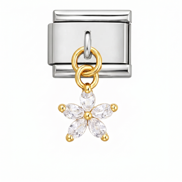 Crystal Heart Charm Silver