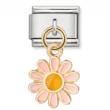 Pink Big Flower Charm Silver
