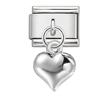 Silver Heart Dangle Charm Silver